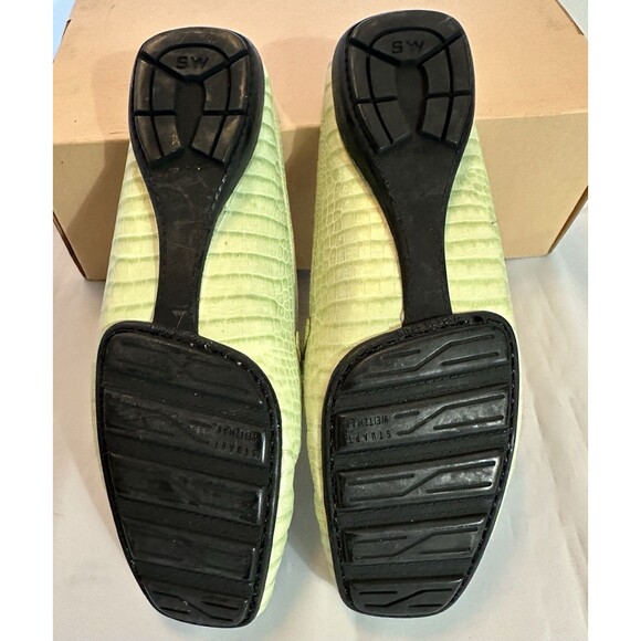 Stuart Weitzman Light Green Croc Embossed Leather Loafer Slide Rhinestone Sz 8N - Picture 5 of 6